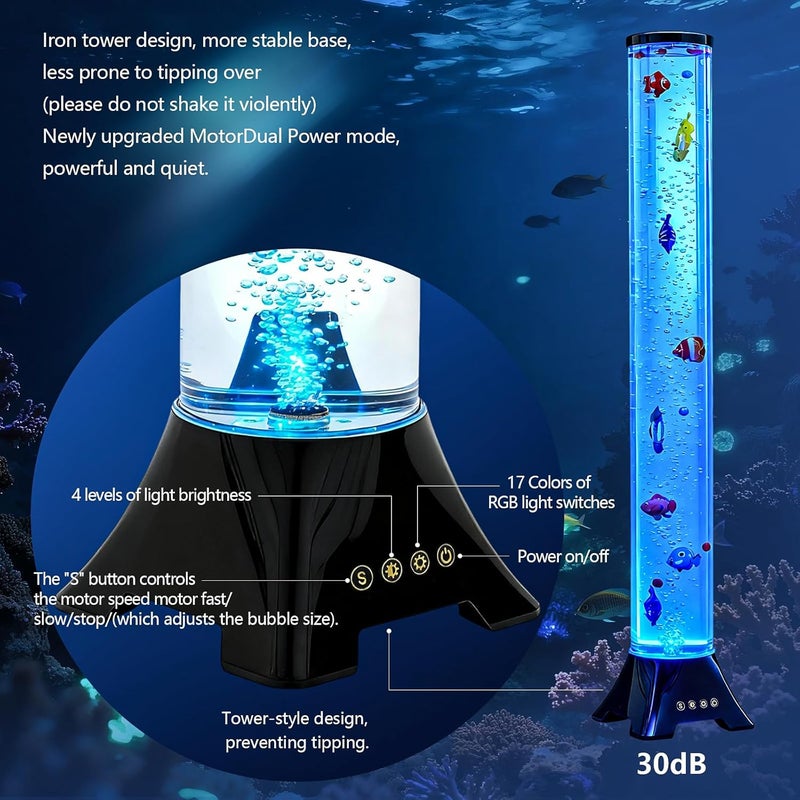 tuknuga Store Sensory Bubble Fish Tube Lamp,17 Color Remote Control, Aquarium Night Light Calming Relax, for Autistic ADHD, Alleviating Stress and Anxiety in Adults,Home Office Decor - Image 4